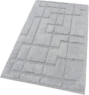 Tappeto Bagno Puro Cotone Morbido 3D Camera Sendiletto Elegante Lavabile Grigio 55x90 cm