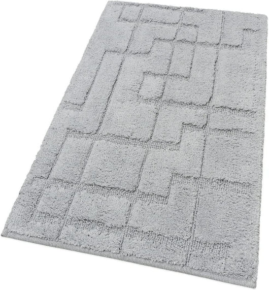 Tappeto Bagno Puro Cotone Morbido 3D Camera Sendiletto Elegante Lavabile Grigio 55x90 cm