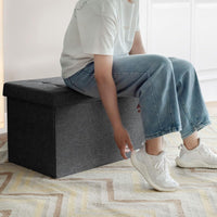 Ottomana Salvaspazio Pieghevole da 80 cm, Cassapanca per Giocattoli con Contenitore Rimovibile, Poggiapiedi con Sedile Imbottito per Soggiorno, Camera da Letto, Portata 160 kg (Grigio Scuro)