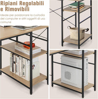 Scrivania Angolare per Computer con Supporto per Monitor, Scrivania Porta PC in Legno, Scrivania Salvaspazio e Moderna per Ufficio e Studio, 242 x 60 x 75 cm (Naturale)