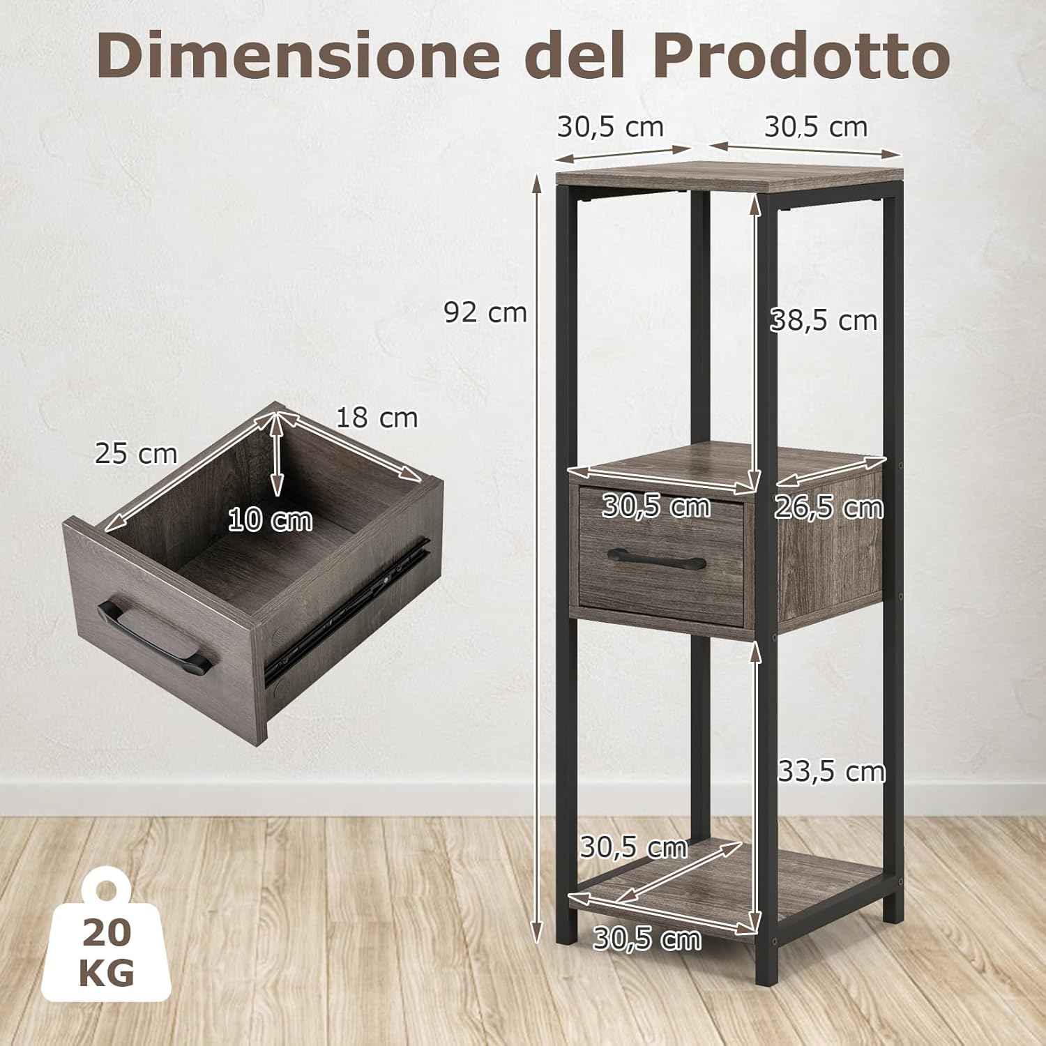 Scaffale per Piante in Metallo, Scaffale Portafiori con Scomparsa e Dispositivi Antiribaltamento, Scaffale Portavasi a Forma Quadrata per Salotto, Camera da Letto e Studio