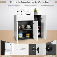 Mobile Credenza Moderno, Armadietto per Cucina con Cassetto e 3 Ante e Ripiano Regolabile, per Cucina, Sala da Pranzo e Soggiorno, 88 x 40 x 80 cm