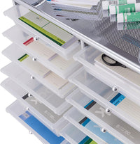 Carrello con 12 Cassetti con Ruote, Carrello di Stoccaggio Multiuso con Ampio Spazio di Archiviazione, Ideale per Casa Ufficio Domestico, 73,5 x 37 x 63 cm (Trasparente)