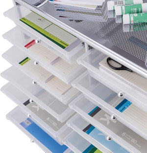 Carrello con 12 Cassetti con Ruote, Carrello di Stoccaggio Multiuso con Ampio Spazio di Archiviazione, Ideale per Casa Ufficio Domestico, 73,5 x 37 x 63 cm (Trasparente)