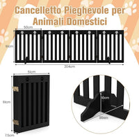 Cancelletto di Sicurezza Pieghevole, Barriera per Animali Domestici, in Legno, 4 Pannelli, 203 x 60 x 1,5 cm (Marrone)
