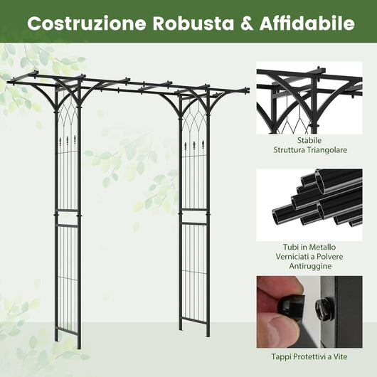 Arco da Giardino in Metallo Decorativo con Tralicci per Piante Rampicanti e Rose, Pergolato da Esterno per Prato, Cerimonia di Matrimonio