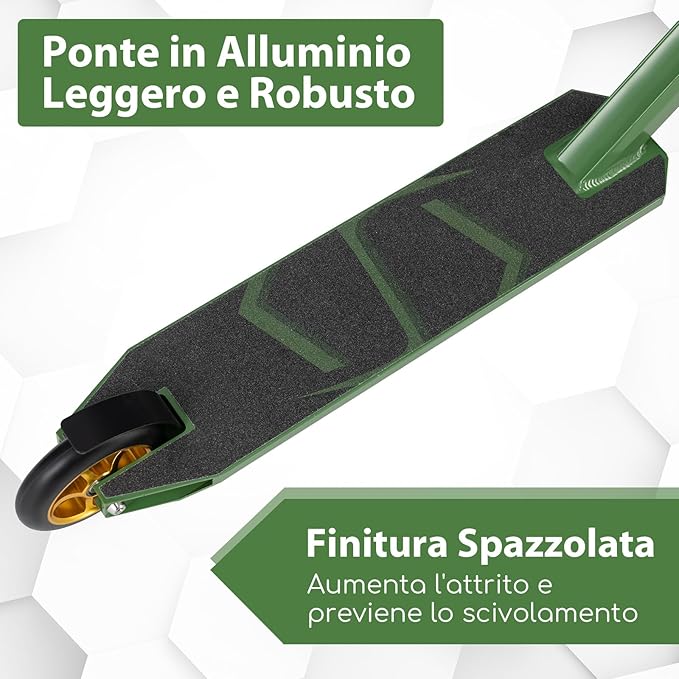 Scooter Acrobatico per Bambini, Monopattino Freestyle con 2 Ruote PU e Ampia Pedana in Alluminio, Scooter Pro per Trucchi Leggero da Strada per Bambini 10+ Anni, Carico 100 KG
