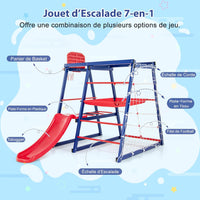 7 in 1 Parco giochi Arrampicata Bambino con Scivolo & Cestino da Pallacanestro, Giocattolo Arrampicata Montessori con 2 Piattaforma, Interno Esterno, Carico 120kg per Bambini 3-7 Anni