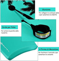Tavola da Surf in XPE, EPS e HDPE, Tavola Surf Bambini e Adulti con Leash per Polso, Tavoletta Mare Disponibile in Vari Colori, Carico Massimo 85 kg (94 x 47 x 5,5 cm, Turchese)