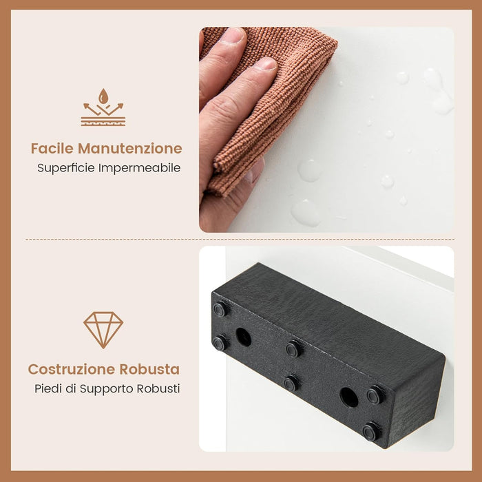 COSTWAY Tavolino da Caffè Rettangolare, Tavolo da Salotto Moderno con Mensola Centrale a Forma di L, Tavolino a 3 Livelli per Soggiorno, Sala di Ricevimento e Ufficio (Bianco)