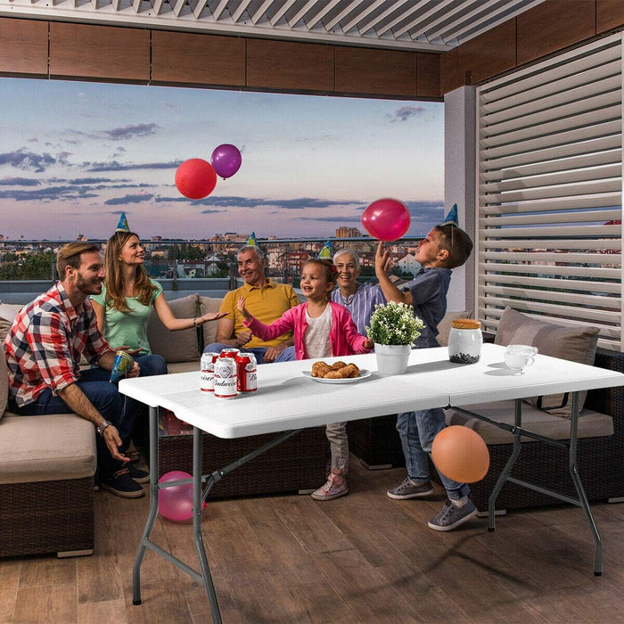 Tavolo Pieghevole da Campeggio con Maniglia, Tavolo da Pranzo Inerno e Esterno Portatile, Salvaspazio, 153 x 74 x 74 cm, Capacit¨¤ 150 kg, per Giardino Picnic (Modello 2)