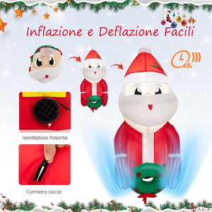 Babbo Natale Gonfiabile da 100 cm che Esce dalla Finestra, Decorazioni Natalizie Gonfiabili Appese alle Finestre con Luci LED Incorporate, per Feste, Interni, Esterni, Giardino