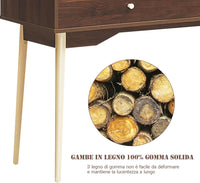 Scrivania con Cassetto, Tavolo per Casa e Ufficio con Gambe Resistenti in Legno di Gomma e 2 Scompartimenti, Ideale per Salone Studio Camera da Letto, 120 x 50 x 93 cm (Marrone)