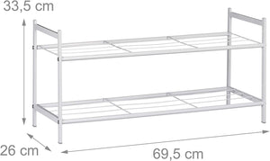 Mensola scarpiera con 2 ripiani in meta 6 paia bianco 13_0001639_2