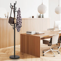 Attaccapanni in Metallo, Attaccapanni da Terra con 8 Ganci Robusti e Base Resistente, per Vestiti Borse Cappelli, 33,5 x 175 cm