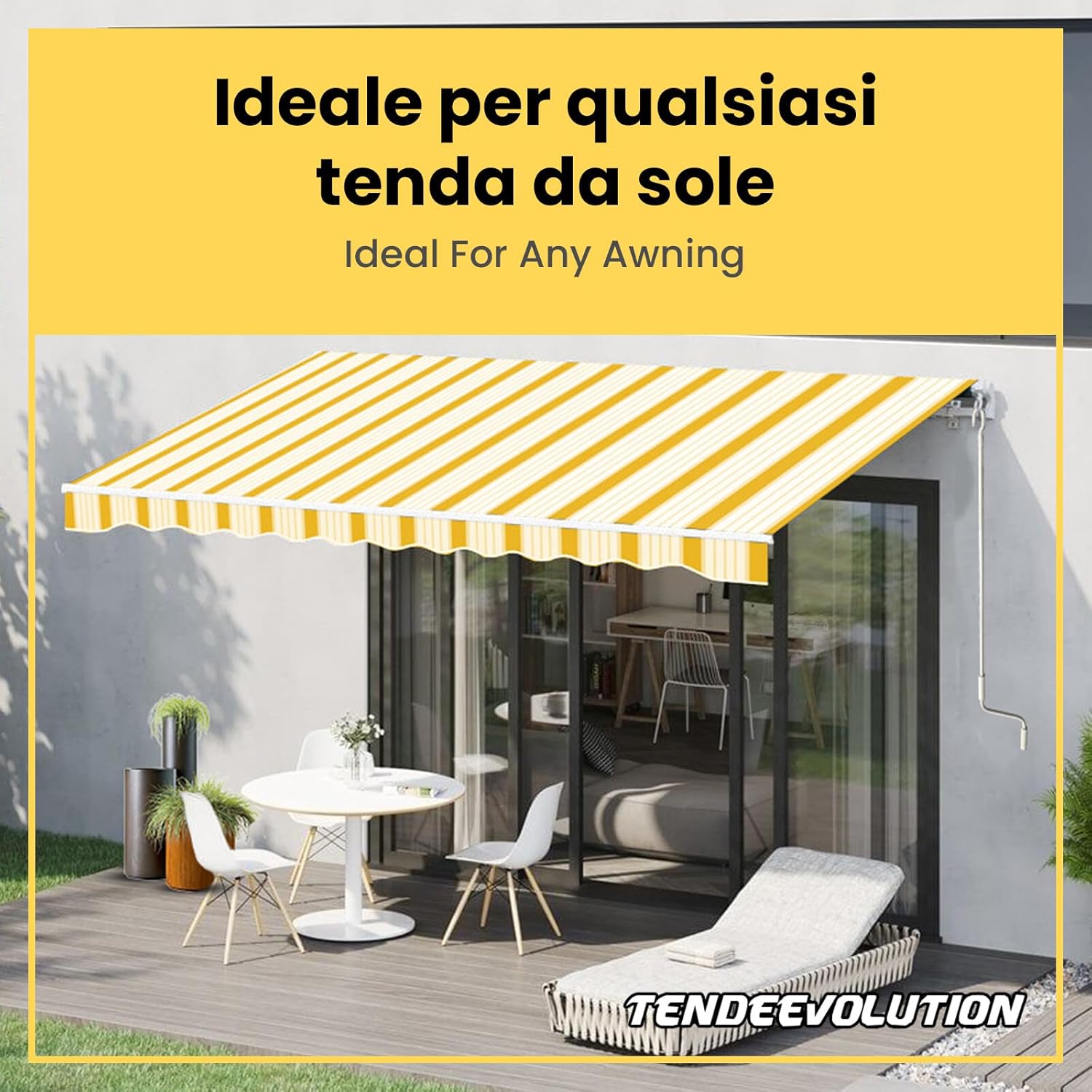 Asta Di Manovra Per Tenda Da Sole Varie Misure, Bastone Universale Per Tende (AVORIO 2,2 METRI)