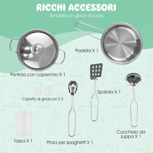 Cucina Giocattolo per Bambini in Legno, Cucina per Bambini con Macchina del Ghiaccio, Telefono, Lavatrice, Forno, Microonde, Lavello e Rubinetto, Funzione Luci e Suoni, per Bambini 3+ Anni