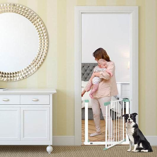 Cancelletto di Sicurezza per Bambini a Passo Passeggiato, Cancelletto di Sicurezza a Chiusura Automatica con Pressione per Bambini e Animali Domestici, Larghezza Regolabile da 80 a 132 cm