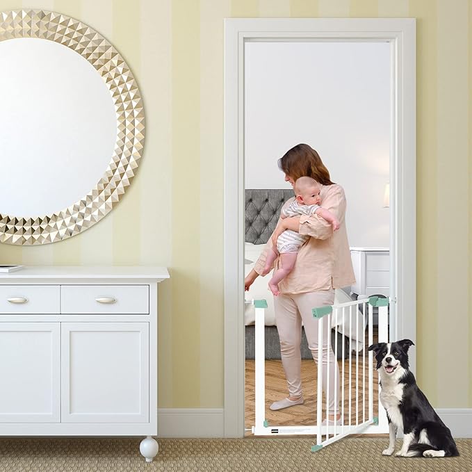 Cancelletto di Sicurezza per Bambini a Passo Passeggiato, Cancelletto di Sicurezza a Chiusura Automatica con Pressione per Bambini e Animali Domestici, Larghezza Regolabile da 80 a 132 cm