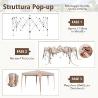 Gazebo Pop-Up Pieghevole 4 x 3,5 m, Gazebo da Giardino Impermeabile, Regolabile in Altezza, Tenda da Giardino con Borsa di Trasporto, per Campeggio e Feste