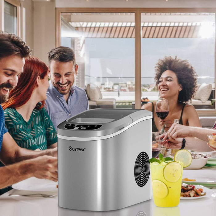 Fabbricatore di Ghiaccio 12kg/24h, Macchine per Cubetti di Ghiaccio, Produttore per Ghiaccio con Serbatoio 2,2L (Argento)