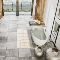 Tappeto Bagno Puro Cotone Morbido 3D Camera Sendiletto Elegante Lavabile Panna 55x90 cm