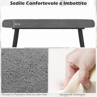 Panca Scarpiera da 113 cm, Panca da Ingresso con Cuscino Imbottito in Spugna e Gambe Metalliche Solide, Panca Fondo Letto per Soggiorno Camera da Letto, Carico 300 kg (Grigio)