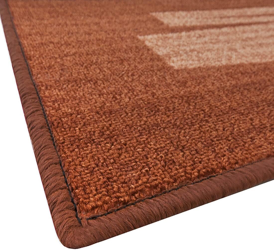 Passatoia Scala Bordata 67x400 cm Ingresso Corridoio Tappeto Cucina Gradini Zig Zag Arancione