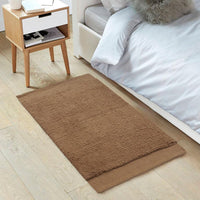 Tappeto Scendiletto Camera Doccia Bagno 60x120 Cm Morbido Puro Cotone Assorbente Antiscivolo Marrone