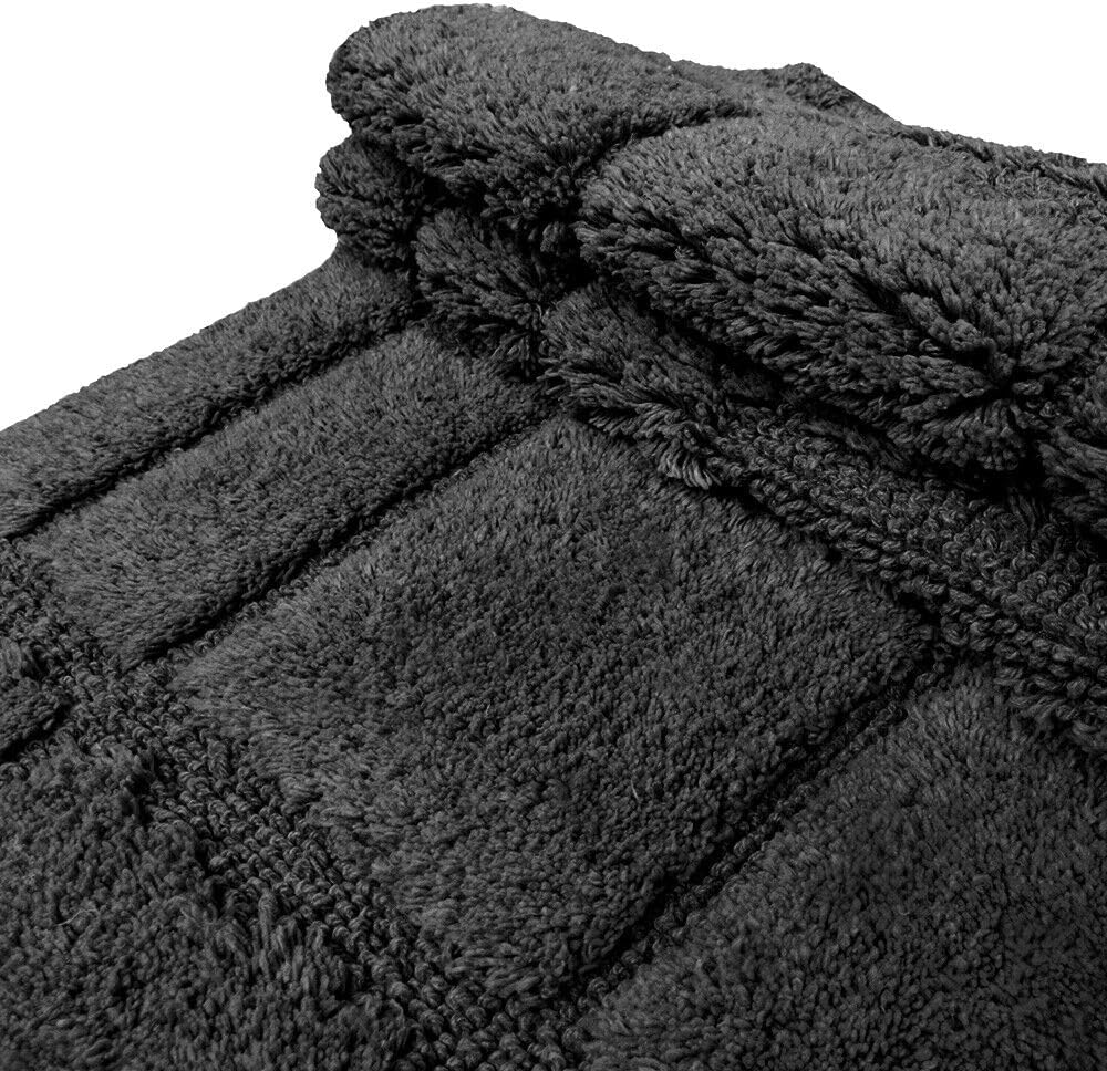 Tappeto Bagno Puro Cotone Morbido 3D Camera Sendiletto Elegante Lavabile Antracite 55x120 cm