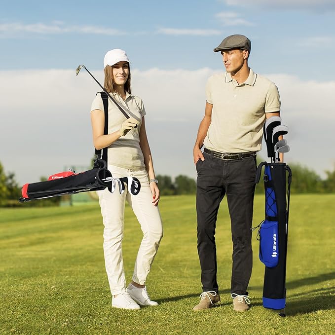 Borsa da Golf Leggera con Supporto, per Campo Pratica, Par 3 e Campi Esecutivi, Borsa da Golf con Tracolla Regolabile, Tasca e Portabottiglie per Donne e Uomini