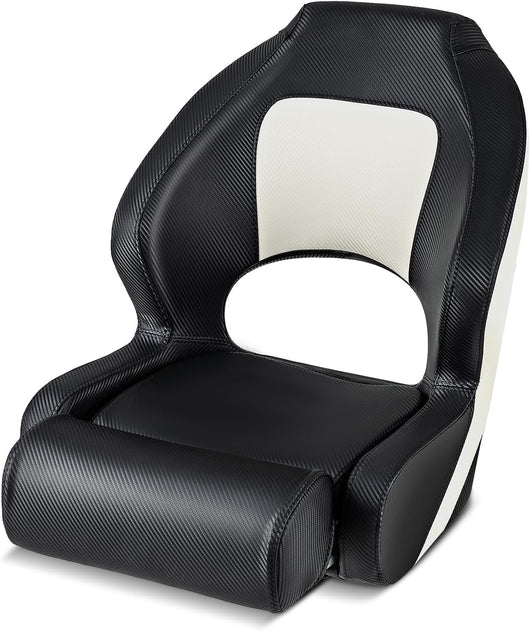 Sedia per Barca, Sedile da Barca con Supporto per Schienale e Cuscino, Rivestimento in Pelle PVC Impermeabile, Schienale Alto 53 cm, Seduta da Barca da Pesca e Escursioni