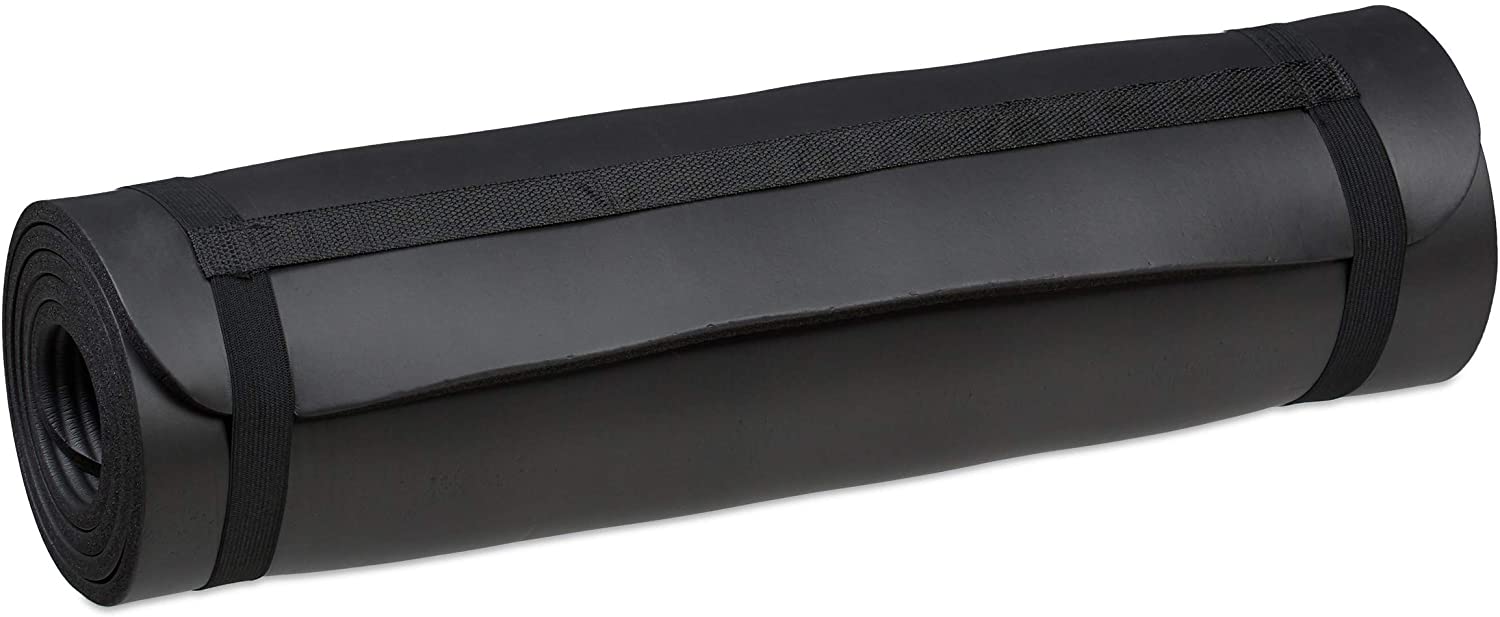 Tappetino yoga spessore 1 cm cinturino in gomma trasporto ginnastica pilates aerobica nero 13_0002843_3