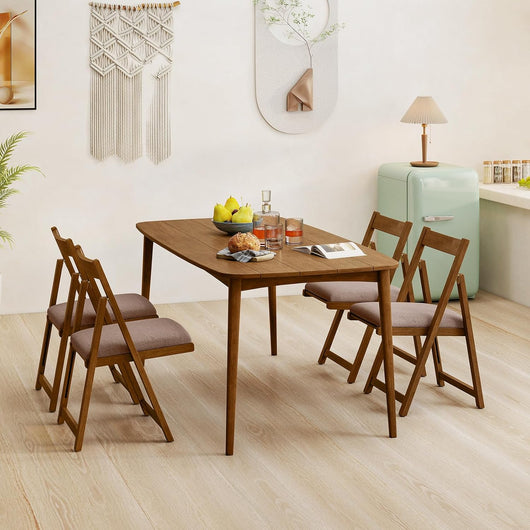 Set di 2 Sedie Pieghevole, Sedie da Pranzo in Legno di Gomma con Schienale Curvo e Seduta Imbottita, Portata 150 kg, Sedie Ergonomiche per Cucina, Soggiorno, Matrimonio e Ristorante (Noce)