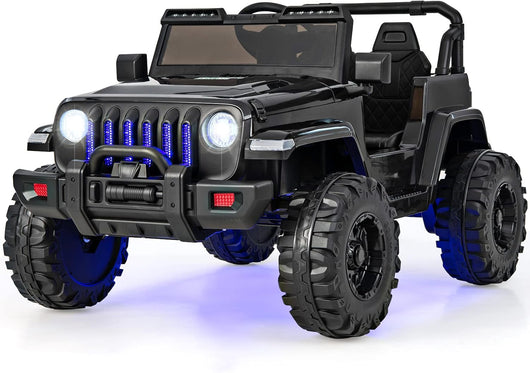 12V Auto per Bambini con Telecomando, Macchina Elettrica con 2 Posti Musica Porta USB e Luce, Velocità Regolabile 2,6-6km/h, per 3-8 Anni (Nero)