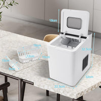 Macchina del Ghiaccio 15kg/24h, Fabbricatore di Ghiaccio con Funziona Autopulizia e Touch, Schermo a LED, Ideale per Casa Ristorante e Bar (Bianco)