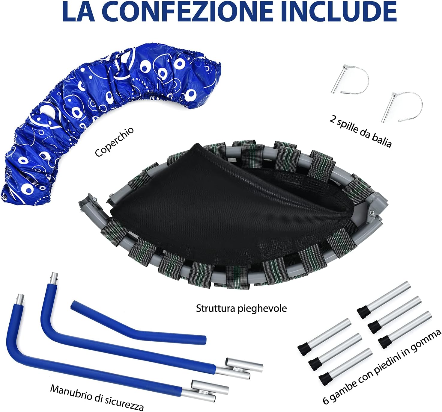 Trampolino Elastico per Bambini, Tappeto Elastico Pieghevole per Bambini con Copertura, Cuscinetti Antiscivolo e Maniglia, Ideale per Interno ed Esterno, Carico Massimo 150 kg