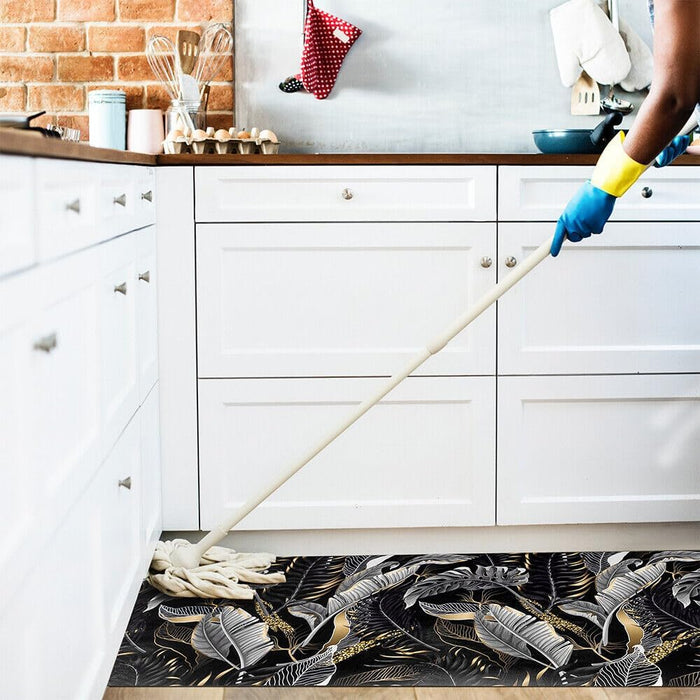 Tappeto Cucina Pvc Antimacchia 51x190 cm Foglia Oro Passatoia Antiscivolo Antisfilo Lavabile