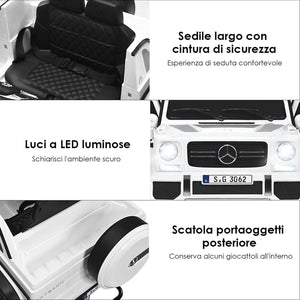 Mercedes Benz Macchina Elettrica per Bambini 12V, Veicolo Elettrico con Luci LED e Chiusura di Sicurezza, Macchina Cavalcabile per Bambini 3-8 Anni (Bianco)