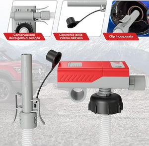Pompa di Trasferimento del Carburante con Sensore di Arresto Automatico, Pompa Travaso Gasolio Elettrica a Batterie o Ricaricabile con Adattatore di 3 Dimensioni, con Infusione di 14L/ min