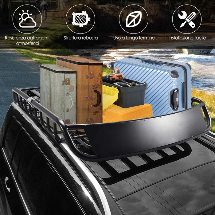 Portapacchi da Tetto Universale, Bagagliera Portabagagli Auto Tetto Portata 110kg, Nero, 120 X 98 X 16,5 cm (Nero, stile 1)