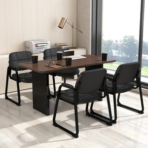 Set di 2 Sedie per Ospiti, Poltrona in Pelle Artificiale con Struttura in Metallo e Braccioli Imbottiti, Sedia da Ufficio Moderna per Sala Conferenze, Portata 120 kg