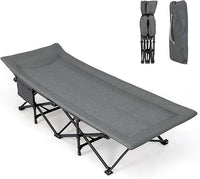 Brandina da Campeggio, Letto da Campeggio con Cuscino e Poggiatesta, Tappetino a Doppio Strato, Brandina da Campeggio Portatile per Ufficio, Casa, Carico Fino a 204 kg(grigio)