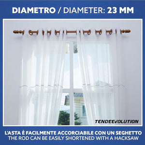 Bastone Tenda in Legno di Alta Qualità, diametro 23 mm a strappo colore olmo lunghezza 200 CM