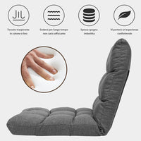 Sedia da Terra, Sedia da Pavimento con Posizioni Regolabili, Sedia Reclinabile Imbottita con Struttura in Acciaio Durevole, Facile da Conservare, Ideale per Salone Studio e Camera (Grigio)