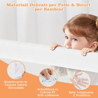 Sponda Letto per Bambini 105/120/150 cm, Barriera di Sicurezza per Neonati, Barriera Letto Pieghevole e Portatile, con Cinghia di Sicurezza (Bianco, 120 x 40 x 42 cm)