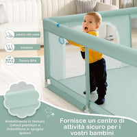Recinto per Bambini, Box con Rete Traspirante, Centro Attività con 50 Palline, Giochi per 0-3 Anni (Verde, 200 x 180 cm)