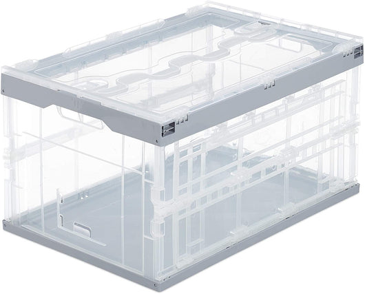 Scatola da trasporto con coperchio pieghevole in plastica, scatola da trasporto, 60 litri, grigia 13_0000480_2