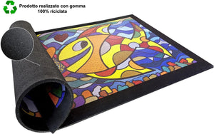 Zerbino Gomma Dipinto Artistico Jack Ottanio Pop Art 40x70 cm Antiscivolo I Love Amalfi (D)