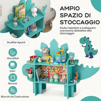Libreria in Legno per Bambini, Organizzatore di Archiviazione Giocattoli con Ripiani, Adorabile Scaffale con Anti-Ribaltamento per Stanza dei Bambini Sala Giochi Asilo (Dinosauro)